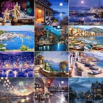 5D DIY Алмазная картина Набор Пейзаж Искусство Алмазная вышивка Стразы Украшения для дома Round 20x30cm