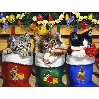 5D DIY Алмазная картина Набор Подарок ручной работы Полный квадратный Алмазная вышивка Крестом Зимний домашний декор с животными Full Round (20X30CM)