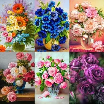 5D DIY Алмазная картина Набор Великолепный цветок Искусство Алмазная вышивка Стразы Украшения для дома Round 20x30cm