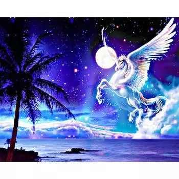 5D DIY Алмазная картина Небесная лошадь Вышивка Крестом Горный хрусталь Мозаика Домашний декор 20X30CM