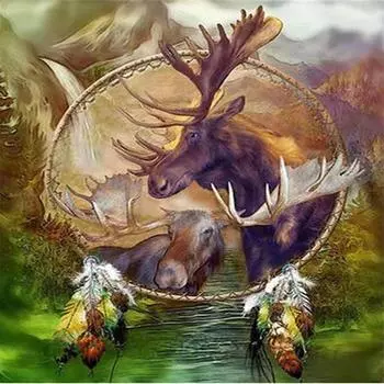 5D Diy Алмазная картина «Нет оленя, чтобы избежать побега», Алмазная вышивка, полный набор аниме, наборы для вышивки крестом, домашний декор, подарок ручной работы Round 25x25cm