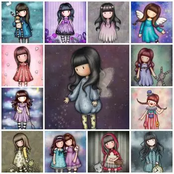 5D DIY Алмазная картина Невинная маленькая девочка Искусство Алмазная вышивка Стразы Украшения для дома Round 20x30cm