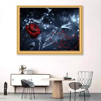 5D Diy Алмазная картина Ночная роза Вышивка Мозаика Художественная картина Стразы Декор Подарок Full Round 30x40cm