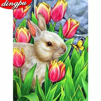 5D DIY Алмазная картина Новые поступления Кролик Домашнее украшение Мозаика Животное 20X30CM