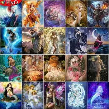 5D DIY Алмазная картина Новый пейзаж Эльфы и ангелы Алмазная вышивка Распродажа животных Кит Стразы Мозаика Домашний декор Full Round 20X30CM красный