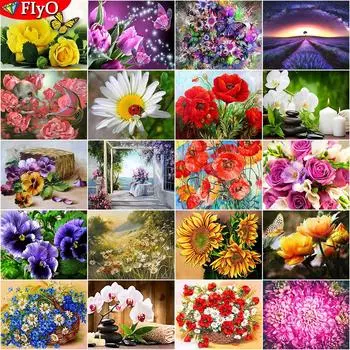 5D DIY Алмазная картина Новый Пейзаж Роза Алмазная вышивка Полный набор Распродажа Цветы Стразы Алмазная мозаика Домашний декор Full Round 20X30CM красный