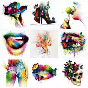 5D DIY Алмазная картина Новый портрет Губа Алмазная вышивка Распродажа Глаз Бабочка Стразы Мозаика Домашний декор Full Round 20x20CM