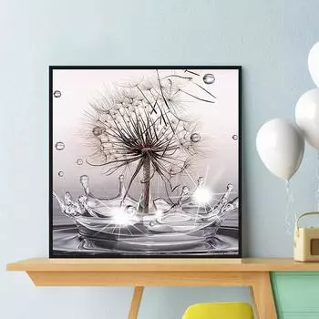 5D Diy Алмазная картина Одуванчики и водные цветы Алмазная вышивка Полный набор аниме Наборы для вышивки крестом Домашний декор Подарок ручной работы Round 30x30cm