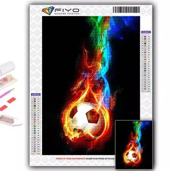 5D Diy Алмазная картина Огонь и вода Футбол Вышивка крестом Полная Алмазная вышивка Мозаика Full Round 20X30CM