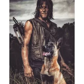 5D DIY Алмазная картина Охотник и собака Алмазная вышивка Полный мозаичный набор Наборы для вышивки крестом Домашний декор Подарки ручной работы Round 20x30cm