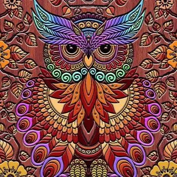 5D DIY Алмазная картина Окрашенные Мультяшные животные Сова Мозаика Вышивка Животное Вышивка крестом 20*20 cm