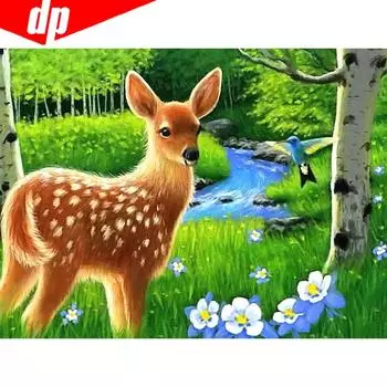 5D DIY Алмазная картина Олень Полный круглый горный хрусталь Картина Алмазная вышивка 20X30