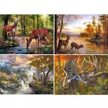 5D Diy Алмазная картина Олень Животные Сцена Вышивка крестиком Полная алмазная вышивка Лось 20X30CM красный