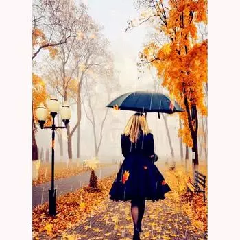 5D DIY Алмазная картина Осенний дождь Алмазная вышивка Набор для вышивки крестом Полный Стразы Мозаика Домашний декор Full Round 20x30CM