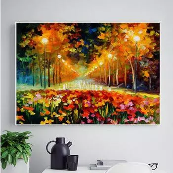 5d Diy Алмазная картина Осенний пейзаж Алмазная мозаика Пейзаж Полный круглый Алмазная вышивка 20X30CM