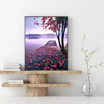 5D DIY Алмазная картина Падающие цветы и текущая вода Набор для вышивки крестом Мозаика Алмазная вышивка Роза Полный круглый/квадратный дрель Украшение дома Round 30x40cm