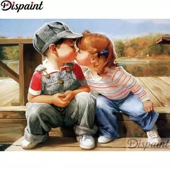 5D DIY Алмазная картина Пара детей Вышивка крестиком 3D Домашний декор 20X30CM