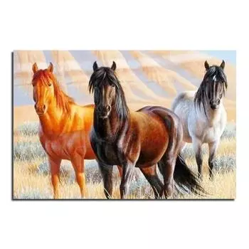 5D DIY Алмазная картина Пара лошадей Алмазная вышивка Крестом Горный хрусталь Мозаика Картина 20X30CM