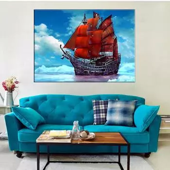 5D Diy Алмазная картина Парусная лодка Набор для вышивки крестом Полный алмазная вышивка Мозаика Художественная картина Стразы Декор Подарок Full Round 20x30cm