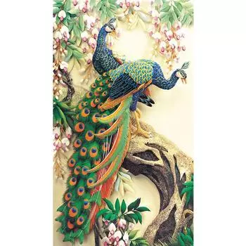 Набор алмазной мозаики 5D Павлины Round 20x30cm