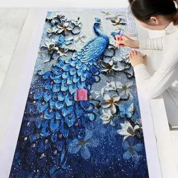 5D DIY Алмазная картина Павлин Вышивка Крестом Горный хрусталь Мозаика Картина Главная Декор Full Round 40X60CM