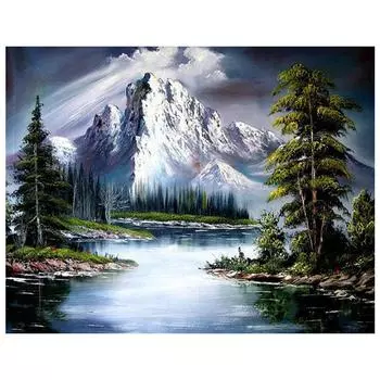 5D DIY Алмазная картина Пейзаж Алмазная вышивка крестом Дерево Полная круглая мозаика Природа Новый домашний декор 30x40CM
