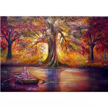 5D DIY Алмазная картина Пейзаж Дерево Вышивка крестом Полная круглая алмазная вышивка 20X30CM