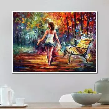 5D Diy Алмазная картина Пейзаж Клен и девочка Вышивка крестиком Круглая Алмазная мозаика Алмазная вышивка 20X30CM