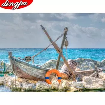 5D DIY Алмазная картина Пейзаж Лодка Вышивка крестиком Алмазная вышивка Пейзаж 20X30CM