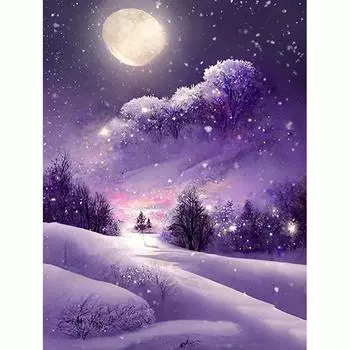 5D DIY Алмазная картина Пейзаж Луна Полная круглая вышивка крестом Стразы Алмазная мозаика Украшение для дома 30x40 см/12x16 дюймов 30x40cm NO Frame