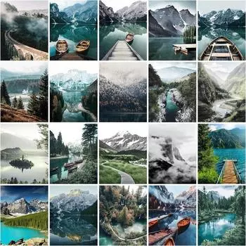 5D DIY Алмазная картина Пейзаж Мозаика Наборы Пейзаж Алмазная вышивка Распродажа Новое поступление Домашний декор Full Round 20x25CM