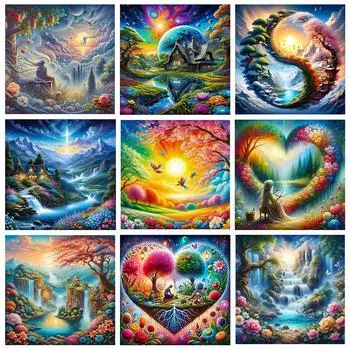 5D DIY Алмазная картина Пейзаж Полная круглая/квадратная алмазная вышивка Мозаика Пейзаж Вышивка крестом Домашнее настенное искусство Украшение Подарок Full Round 20x20CM