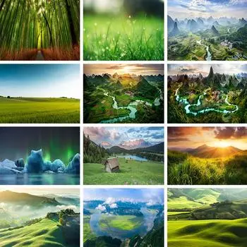 5D DIY Алмазная картина Пейзаж Полный круглый Пейзаж Алмазная вышивка Горный хрусталь Мозаика Набор для вышивки крестом Домашний декор Full Round 20x30CM