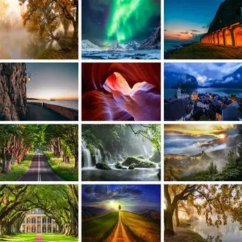 5D DIY Алмазная картина Пейзаж Полный Круглый Алмазная вышивка Мозаика Искусство Вышивка крестиком Комплект Домашний Декор Горный хрусталь Подарки Full Round 20x30CM