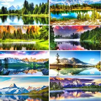 5D DIY Алмазная картина Пейзаж Полный круглый Алмазная вышивка Подарок Набор для вышивки крестом Горный хрусталь Украшение Изображение Full Round 20x40CM