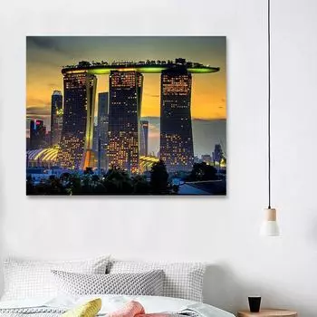 5D Diy Алмазная картина Пейзаж Сингапур Здание Вышивка крестиком Алмазная мозаика Алмазная вышивка 20X30CM