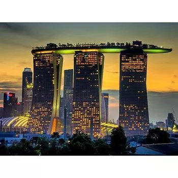 5D Diy Алмазная картина Пейзаж Сингапур Здание Вышивка крестиком Алмазная мозаика Алмазная вышивка 20X30CM