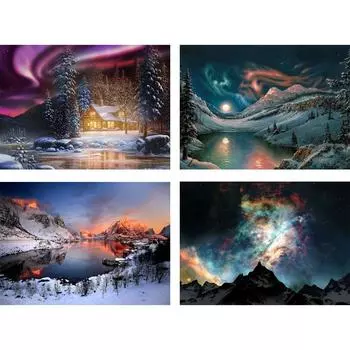 5D DIY Алмазная картина Пейзаж со стразами Художественная картина Полная алмазная вышивка Подарок Мозаика Художник Домашнее украшение Набор для рисования Full Round 20x30CM