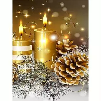 5d Diy Алмазная картина Пейзаж Свеча Алмазная вышивка Распродажа Полная круглая картина Горный хрусталь Мозаика Декор Главная 30x40 см/12x16 дюймов 30x40cm NO Frame