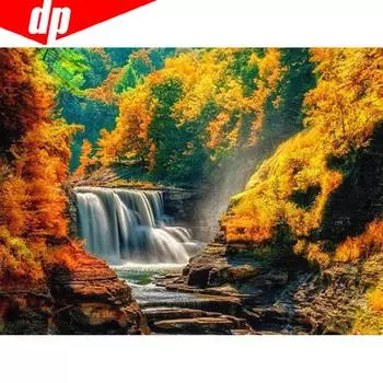 5D DIY Алмазная картина Пейзаж Водопад Полный круглый Вышивка Продажа Горный хрусталь Картинки 20X30