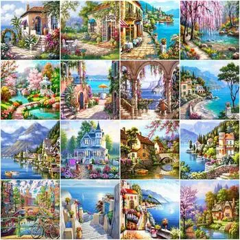 5D DIY Алмазная картина Пейзаж Вышивка крестом Полный круглый Алмазная мозаика Фотографии Домашний декор для гостиной Подарок Full Round 20x30CM