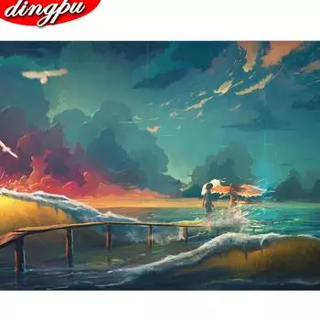 5D DIY Алмазная картина Пейзаж Вышивка крестом Комплект Вышивка Звездное небо Горный хрусталь Мозаика Домашний декор 20X30CM
