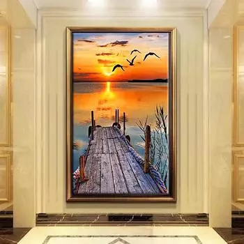 5D Diy Алмазная картина Пейзажная вышивка Мозаика Художественная картина Стразы Декор Подарок Full Round 30x40cm