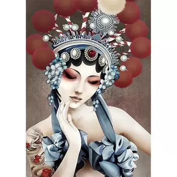 5D DIY Алмазная картина Пекинская опера Актриса Алмазная вышивка Полный мозаичный набор Наборы для вышивки крестом Домашний декор Подарки ручной работы Round 20x30cm
