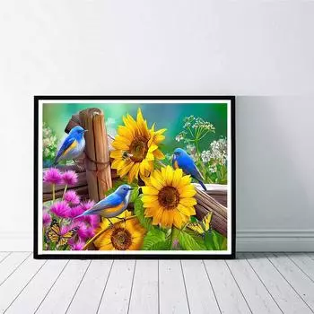 5D DIY Алмазная картина Пение птиц и цветы Ароматный набор для вышивки крестом Мозаика Алмазная вышивка Роза Полный круглый квадратный дрель Украшение дома Round 30x40cm