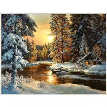 5D DIY Алмазная картина «Первый снег в джунглях» Алмазная вышивка Полный набор мозаики Вышивка крестиком Домашний декор Подарки ручной работы Round 20x30cm