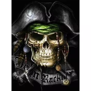 5D DIY Алмазная картина Пиратский череп Алмазная вышивка Полный мозаичный набор Наборы для вышивки крестом Домашний декор Подарки ручной работы Round 20x30cm