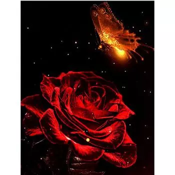 5D DIY Алмазная картина Пламя Бабочка Роза Алмазная вышивка Полный мозаичный набор Наборы для вышивки крестом Домашний декор Подарки ручной работы Round 20x30cm
