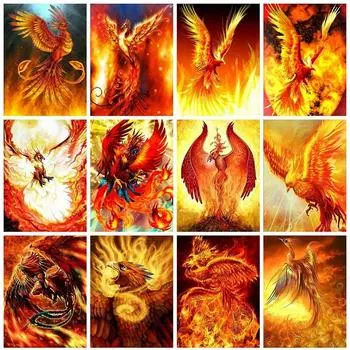 5D DIY Алмазная картина Пламя Феникс Алмазная вышивка Набор для вышивки крестом Полный горный хрусталь Мозаика Домашний декор Round 20x30cm