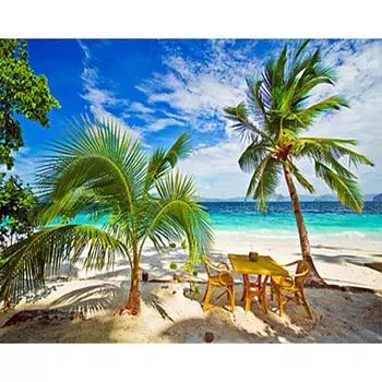 5D DIY Алмазная картина Пляж и Кокосовые пальмы Живописная вышивка Полный круглый алмазный крестик 20X30CM